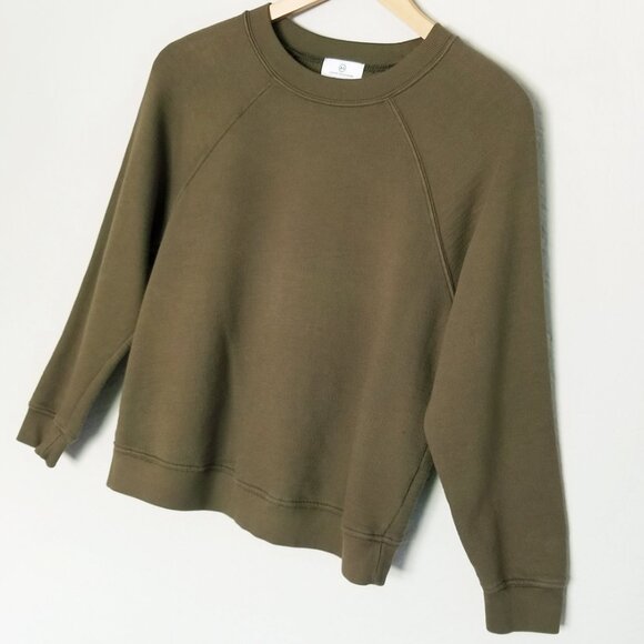 AG Adriano Goldschmied Olive Army Green Crewneck Sweatshirt Elba Womens S Cotton - Picture 12 of 13